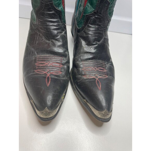 Code West Women’s Size: 9 M Teal Green Leather Cowboy Boots USA Vintage - Picture 2 of 16